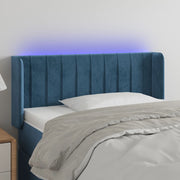 sengegavl med LED-lys 93x16x78/88 cm fløjl Mørkeblå