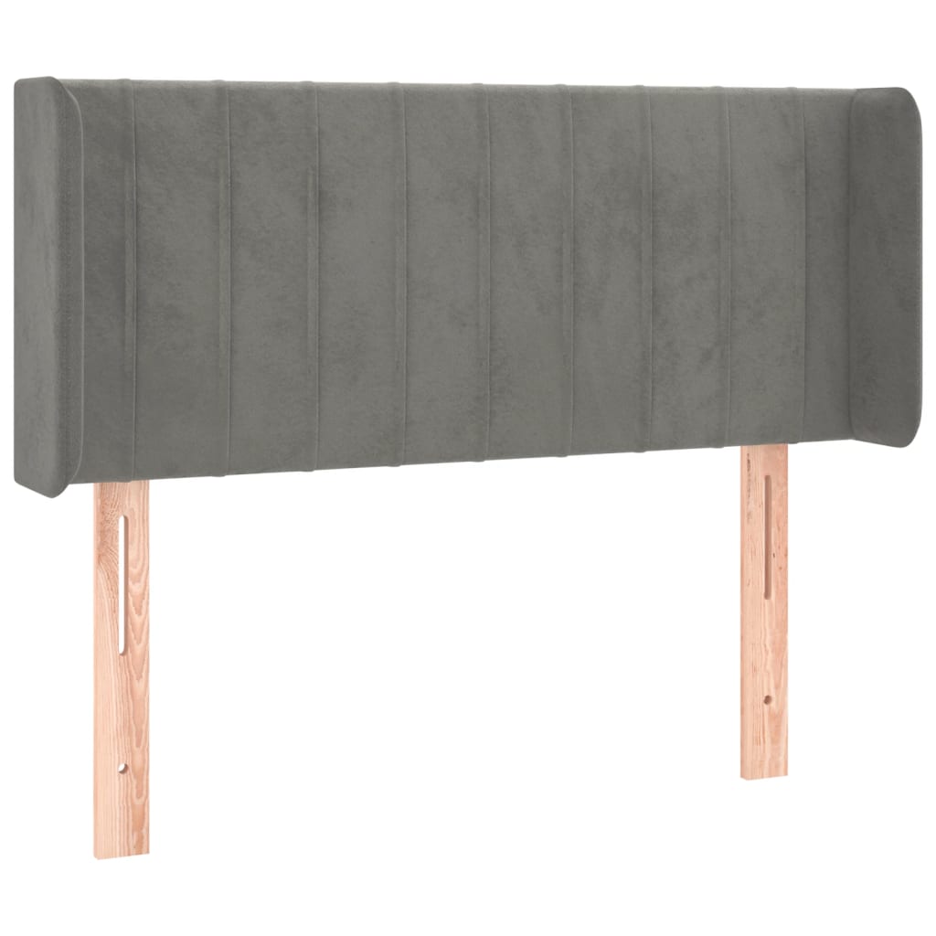 sengegavl med LED-lys 103x16x78/88 cm fløjl lysegrå