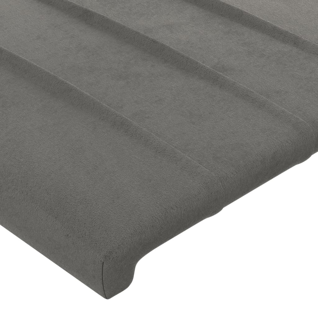 sengegavl med LED-lys 103x16x78/88 cm fløjl lysegrå