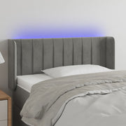 sengegavl med LED-lys 103x16x78/88 cm fløjl lysegrå