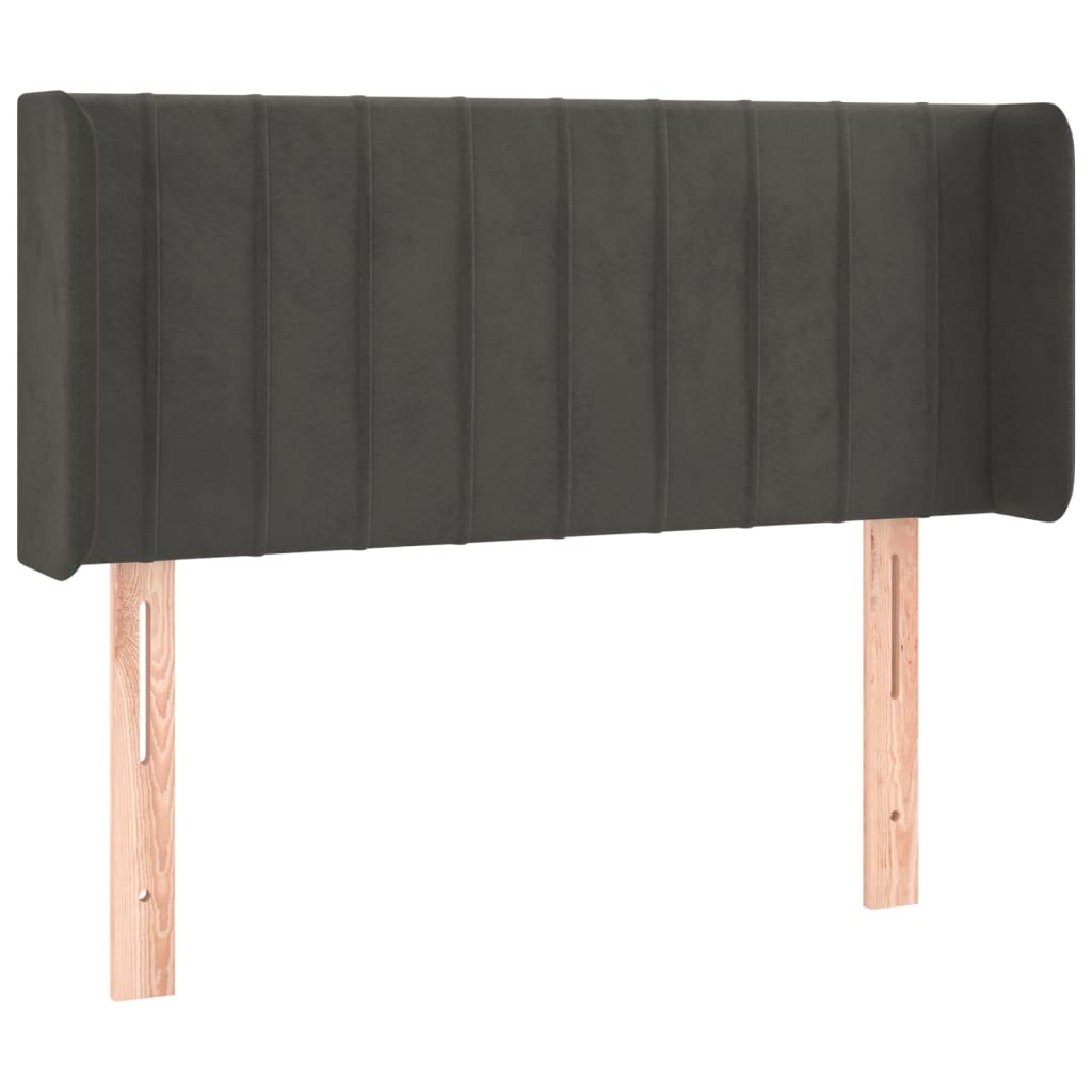sengegavl med LED-lys 103x16x78/88 cm fløjl mørkegrå