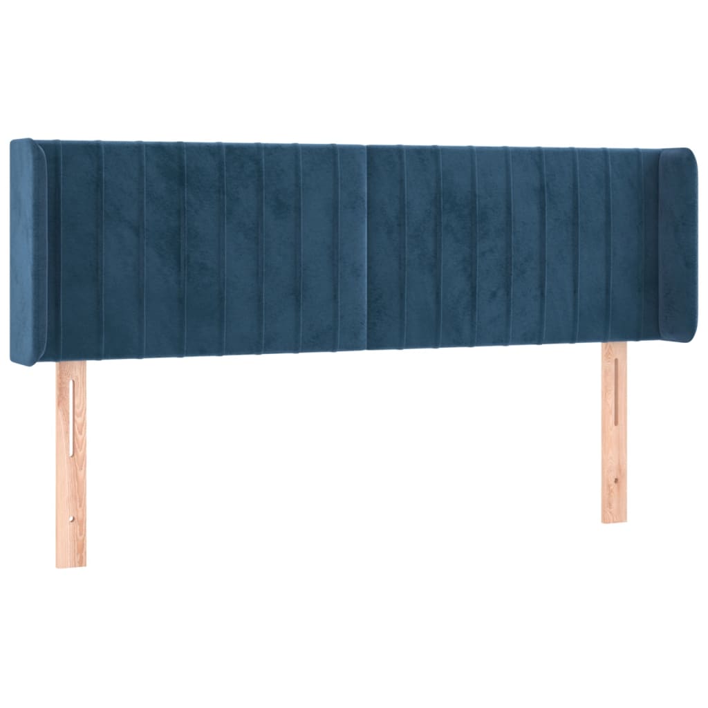 sengegavl med LED-lys 147x16x78/88 cm fløjl mørkeblå