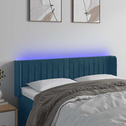 sengegavl med LED-lys 147x16x78/88 cm fløjl mørkeblå
