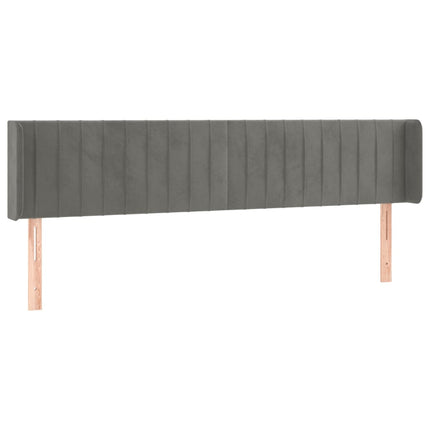 sengegavl med LED-lys 163x16x78/88 cm fløjl lysegrå