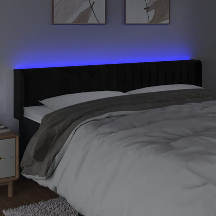 sengegavl med LED-lys 163x16x78/88 cm fløjl sort