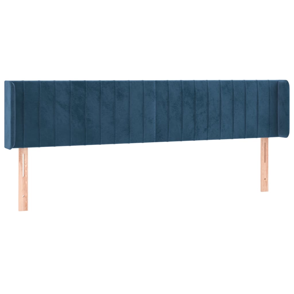 sengegavl med LED-lys 163x16x78/88 cm fløjl mørkeblå