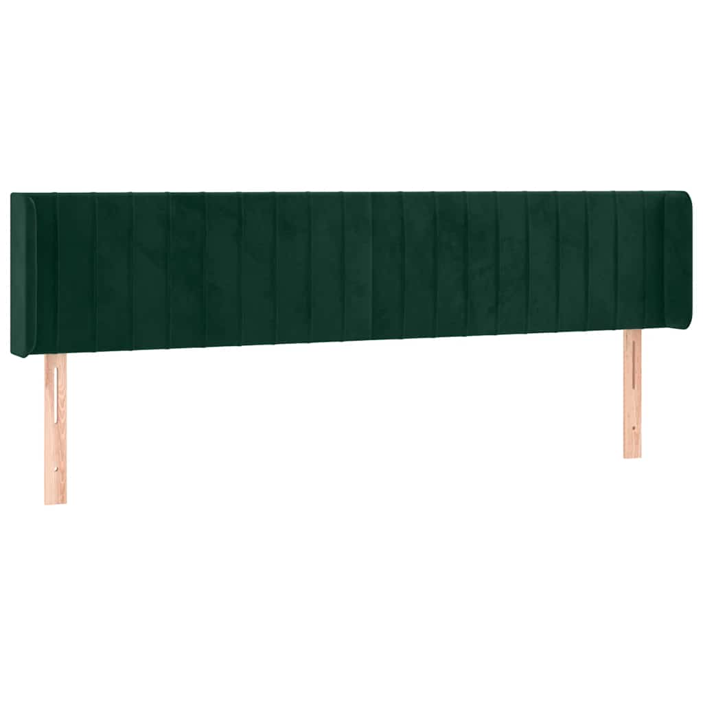 sengegavl med LED-lys 183x16x78/88 cm fløjl mørkegrøn