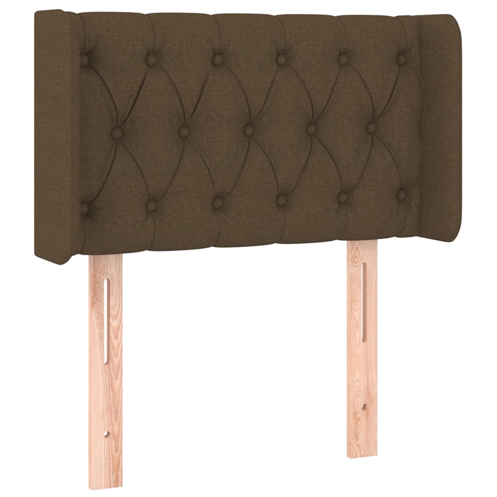 sengegavl med LED-lys 83x16x78/88 cm stof mørkebrun