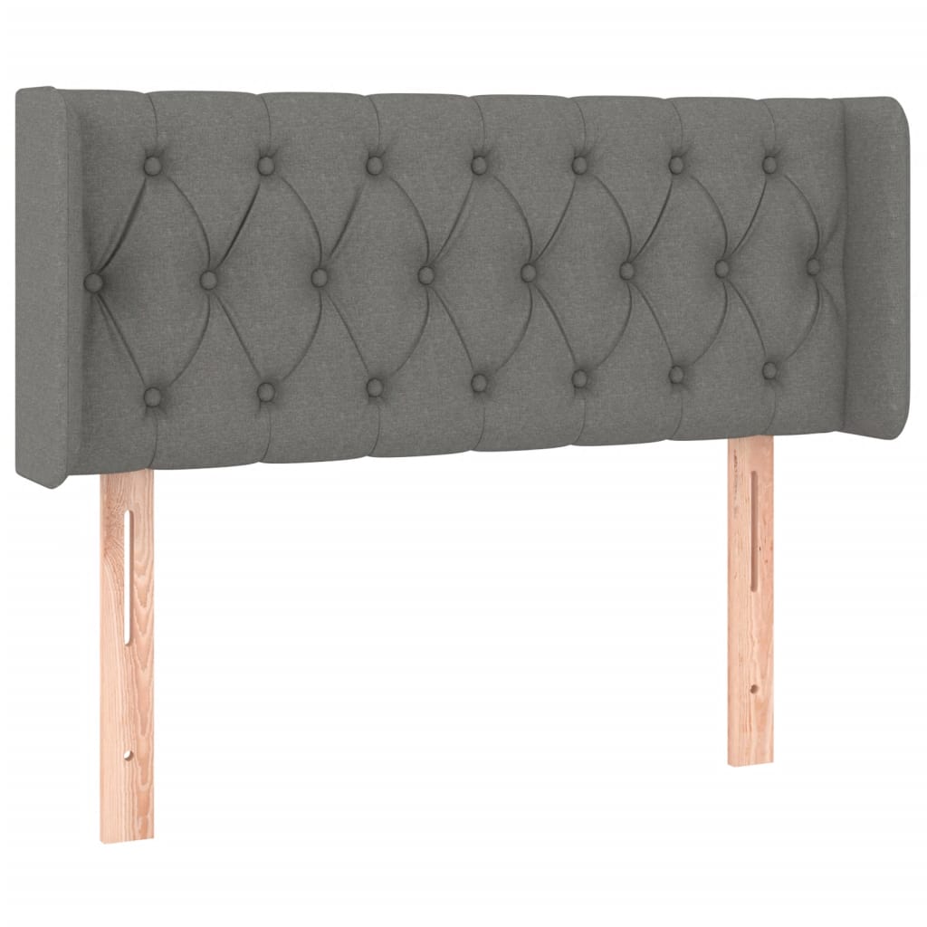 sengegavl med LED-lys 93x16x78/88 cm stof mørkegrå
