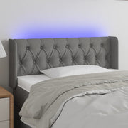sengegavl med LED-lys 93x16x78/88 cm stof mørkegrå