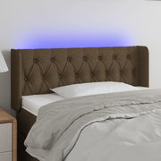sengegavl med LED-lys 93x16x78/88 cm stof mørkebrun