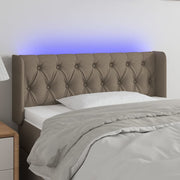 sengegavl med LED-lys 93x16x78/88 cm stof gråbrun