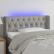 sengegavl med LED-lys 103x16x78/88 cm stof lysegrå