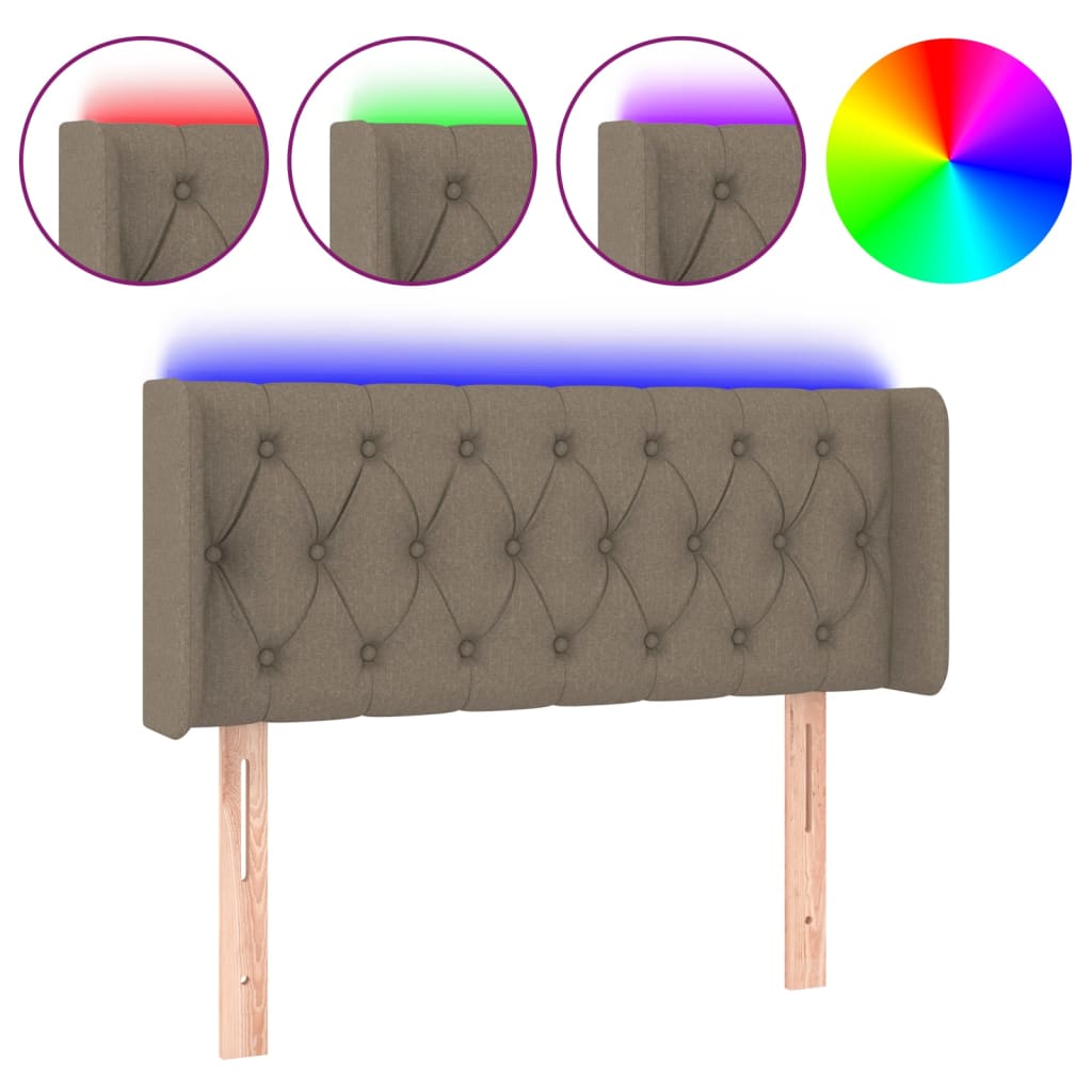 sengegavl med LED-lys 103x16x78/88 cm stof gråbrun