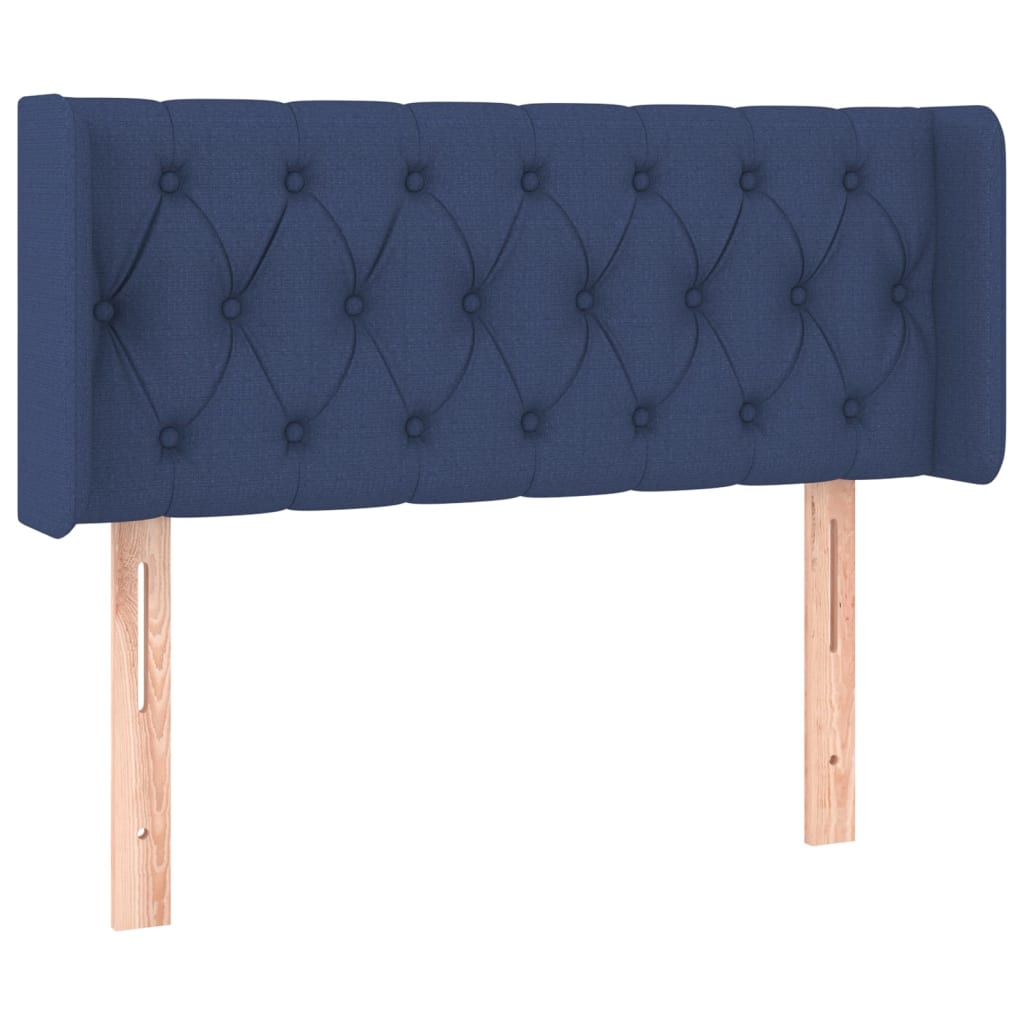 sengegavl med LED-lys 103x16x78/88 cm stof blå