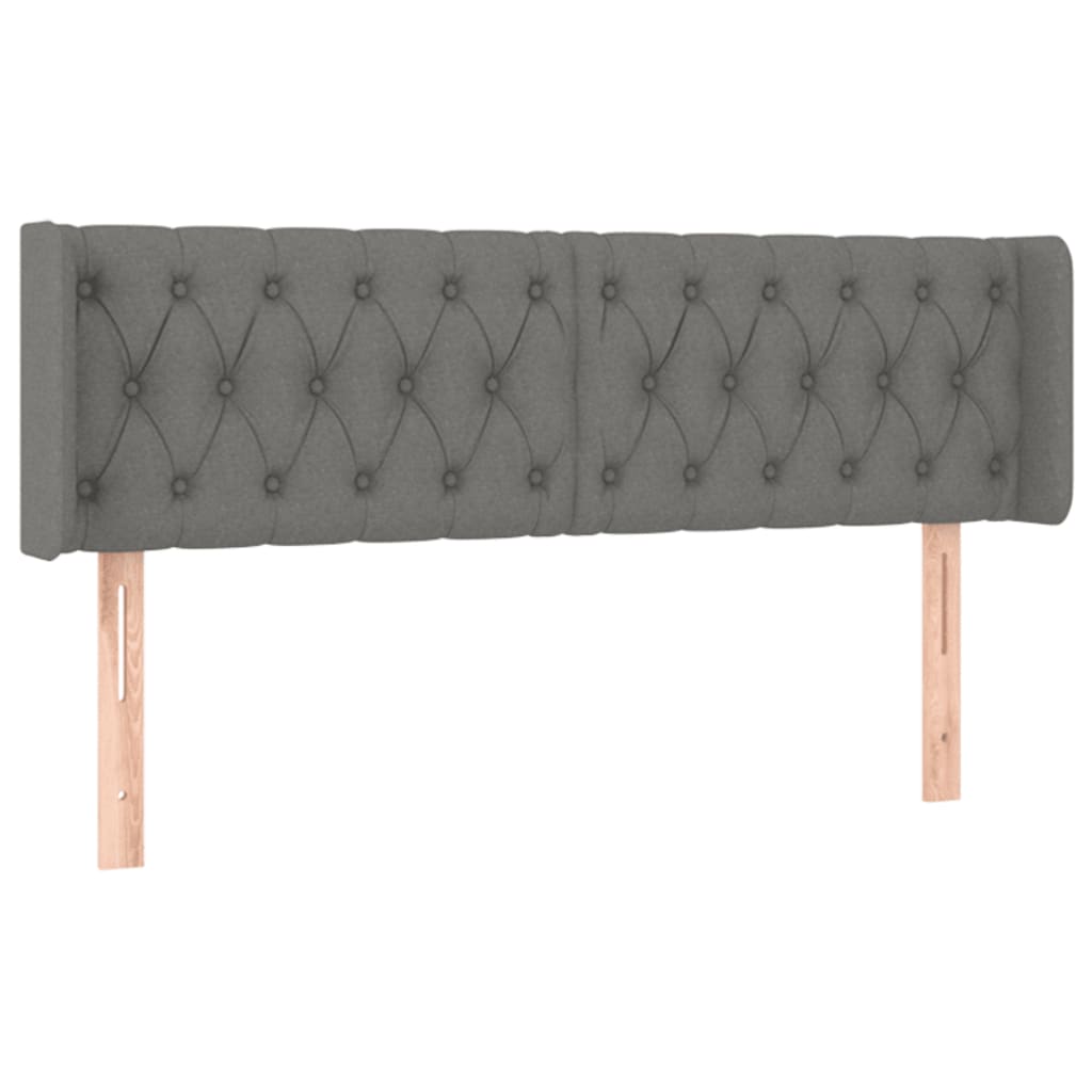 sengegavl med LED-lys 147x16x78/88 cm stof mørkegrå