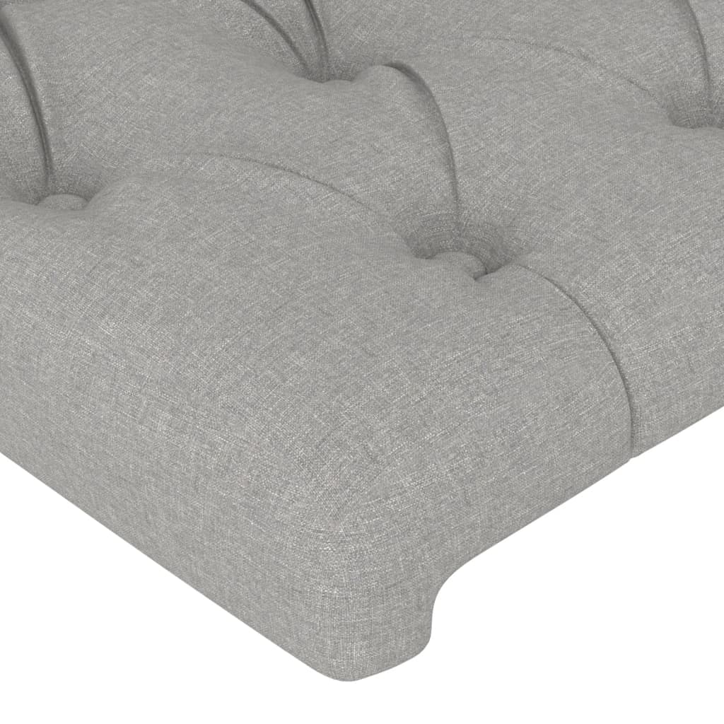 sengegavl med LED-lys 163x16x78/88 cm stof lysegrå