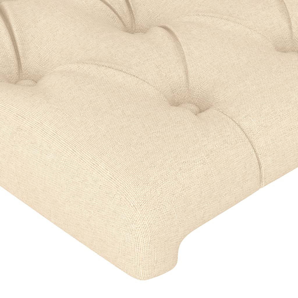 sengegavl med LED-lys 183x16x78/88 cm stof cremefarvet