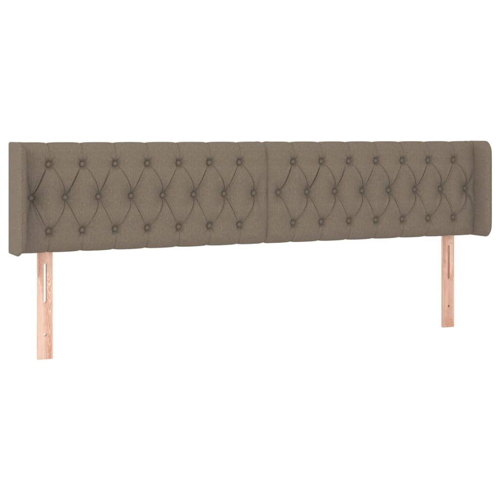 sengegavl med LED-lys 203x16x78/88 cm stof gråbrun