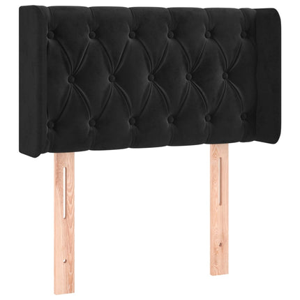 sengegavl med LED-lys 83x16x78/88 cm fløjl sort