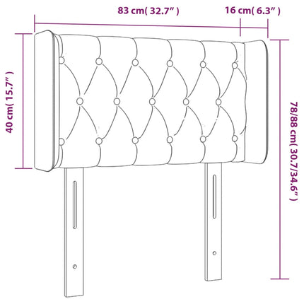 sengegavl med LED-lys 83x16x78/88 cm fløjl sort