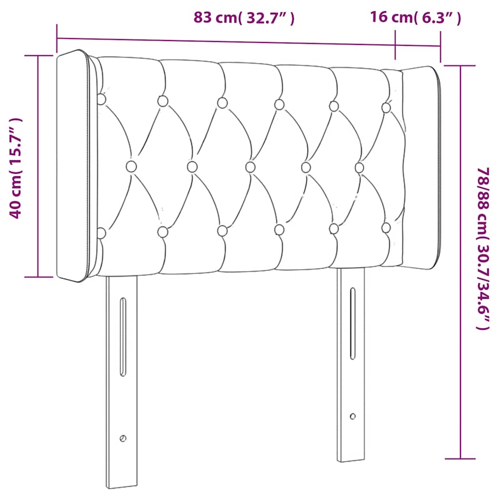 sengegavl med LED-lys 83x16x78/88 cm fløjl Mørkegrøn