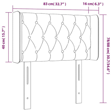 sengegavl med LED-lys 83x16x78/88 cm fløjl Mørkegrøn