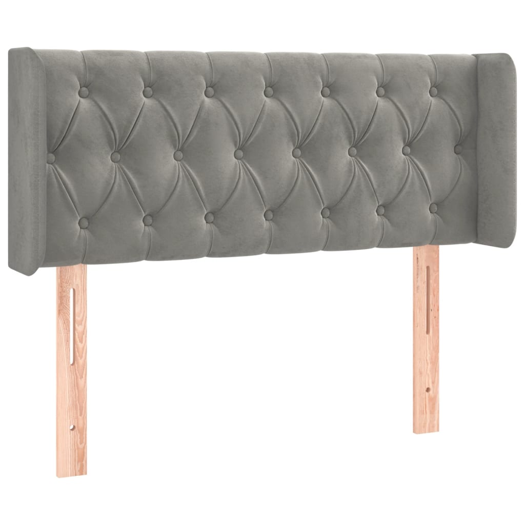 sengegavl med LED-lys 93x16x78/88 cm fløjl lysegrå