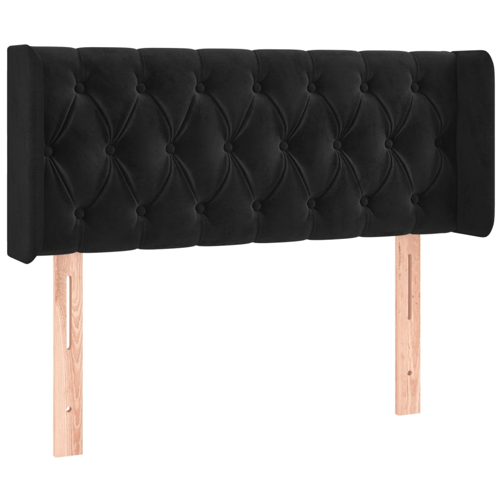 sengegavl med LED-lys 93x16x78/88 cm fløjl sort