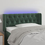 sengegavl med LED-lys 93x16x78/88 cm fløjl Mørkegrøn