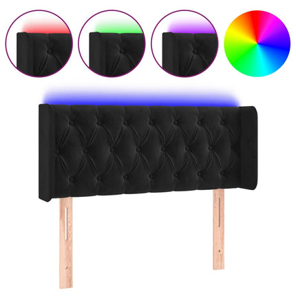 sengegavl med LED-lys 103x16x78/88 cm fløjl sort