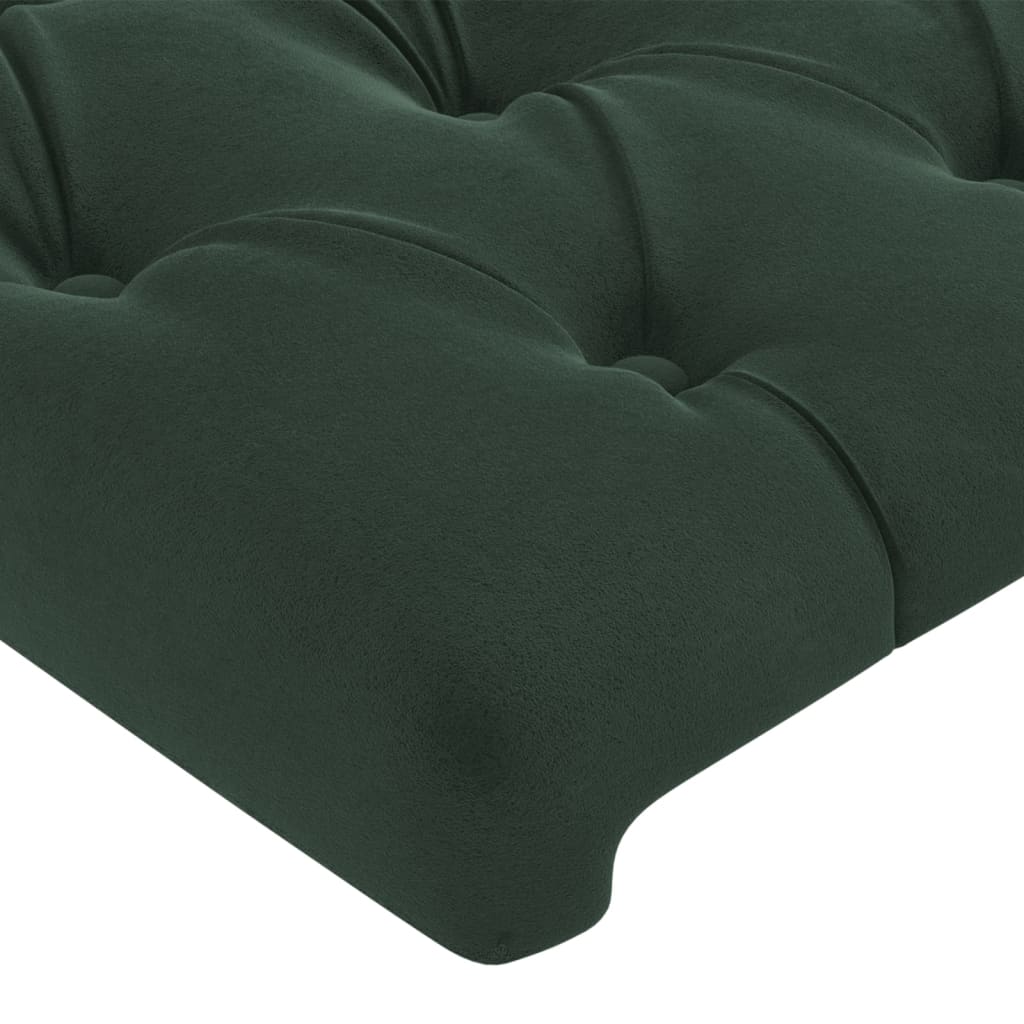 sengegavl med LED-lys 103x16x78/88 cm fløjl mørkegrøn