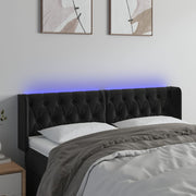 sengegavl med LED-lys 147x16x78/88 cm fløjl sort