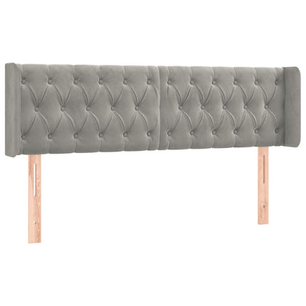 sengegavl med LED-lys 163x16x78/88 cm fløjl lysegrå