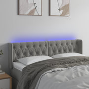 sengegavl med LED-lys 163x16x78/88 cm fløjl lysegrå