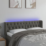 sengegavl med LED-lys 163x16x78/88 cm fløjl mørkegrå