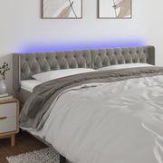 sengegavl med LED-lys 183x16x78/88 cm fløjl lysegrå