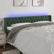 sengegavl med LED-lys 183x16x78/88 cm fløjl mørkegrøn