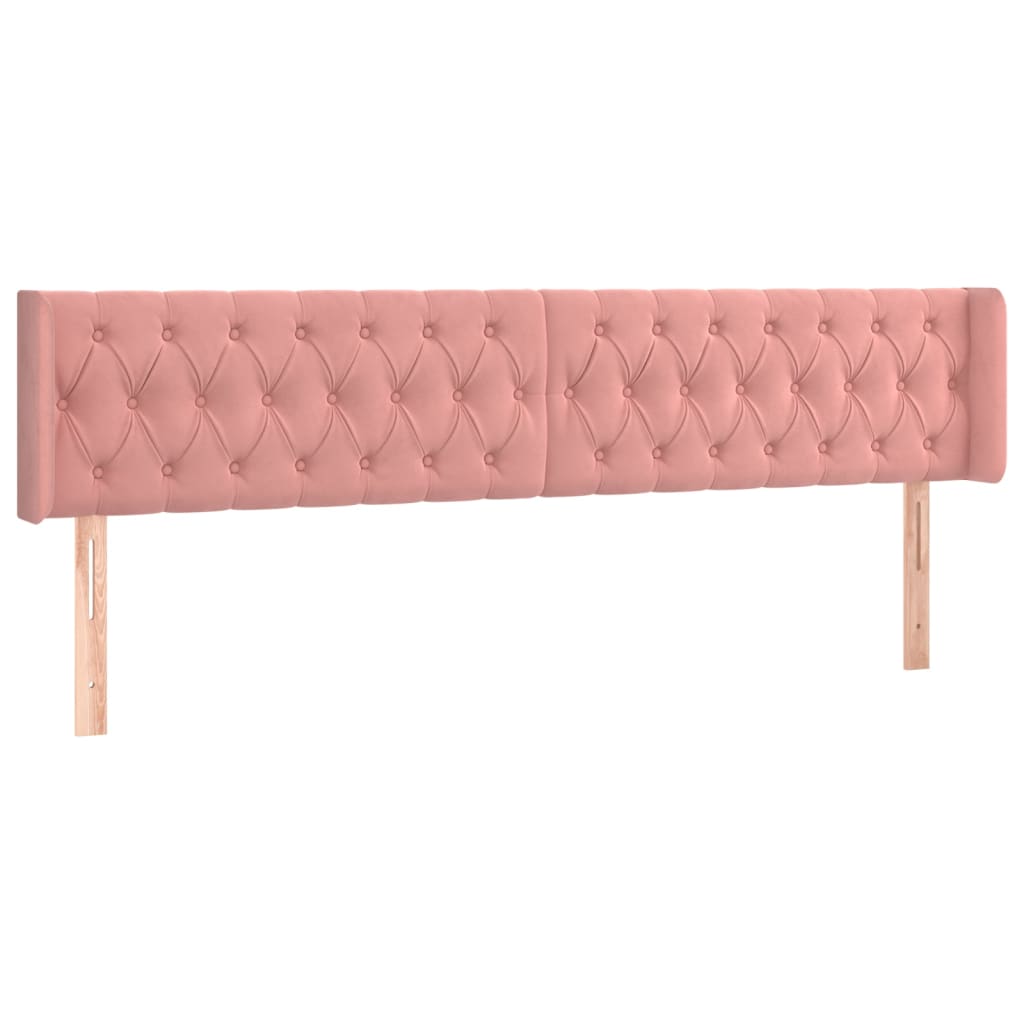 sengegavl med LED-lys 183x16x78/88 cm fløjl lyserød