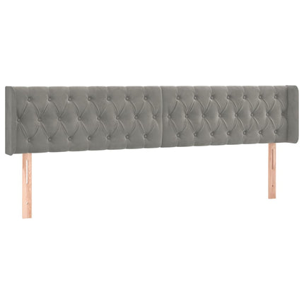 sengegavl med LED-lys 203x16x78/88 cm fløjl lysegrå