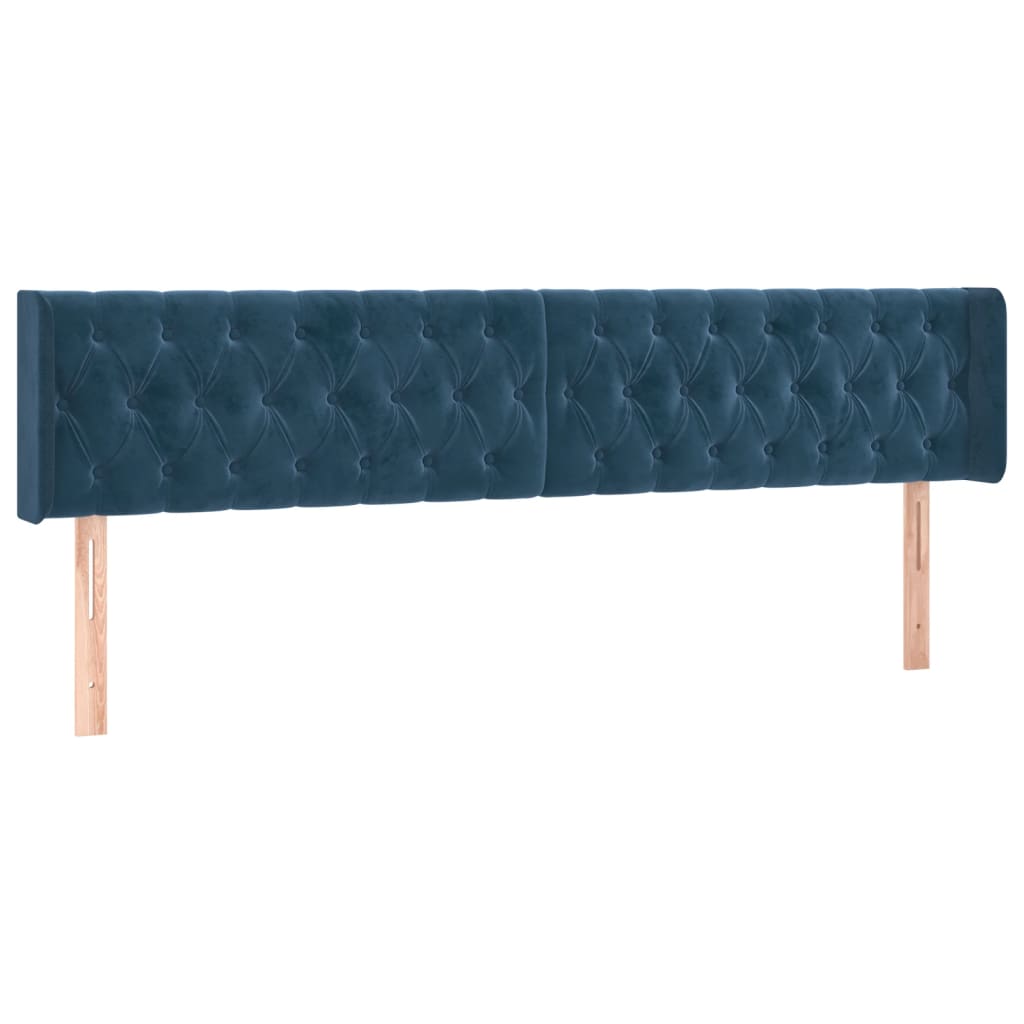 sengegavl med LED-lys 203x16x78/88 cm fløjl mørkeblå