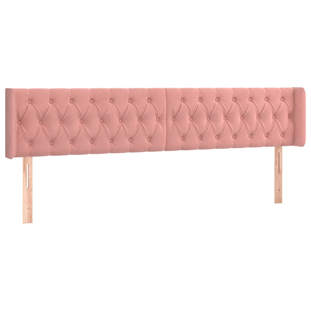 sengegavl med LED-lys 203x16x78/88 cm fløjl lyserød