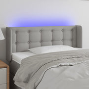 sengegavl med LED-lys 83x16x78/88 cm stof lysegrå