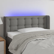 sengegavl med LED-lys 83x16x78/88 cm stof mørkegrå