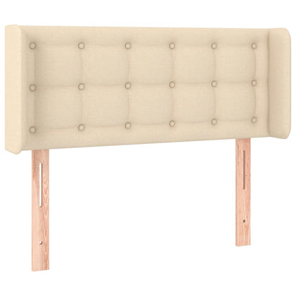 sengegavl med LED-lys 93x16x78/88 cm stof cremefarvet