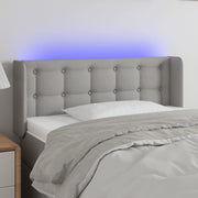 sengegavl med LED-lys 103x16x78/88 cm stof lysegrå