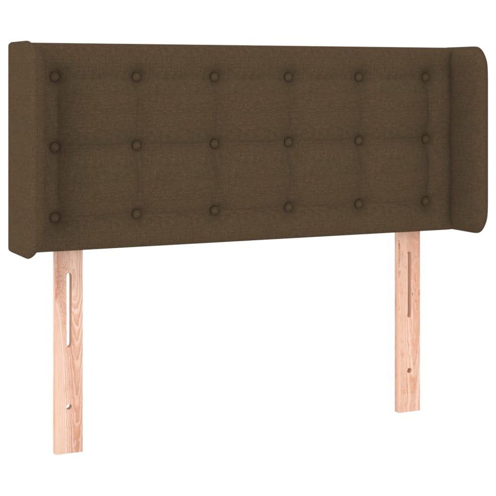 sengegavl med LED-lys 103x16x78/88 cm stof mørkebrun