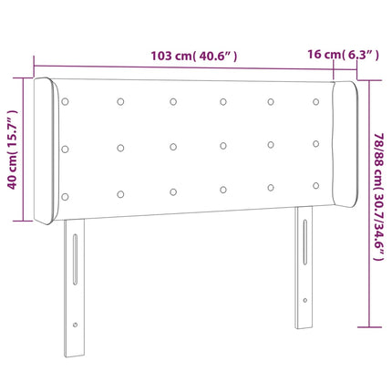sengegavl med LED-lys 103x16x78/88 cm stof mørkebrun