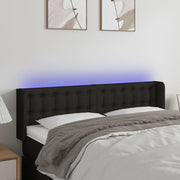 sengegavl med LED-lys 147x16x78/88 cm stof sort