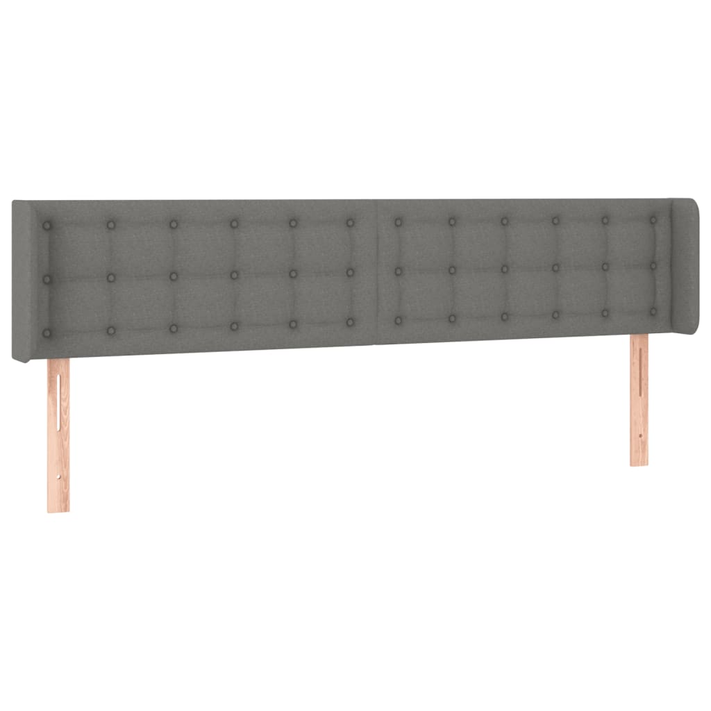 sengegavl med LED-lys 163x16x78/88 cm stof mørkegrå